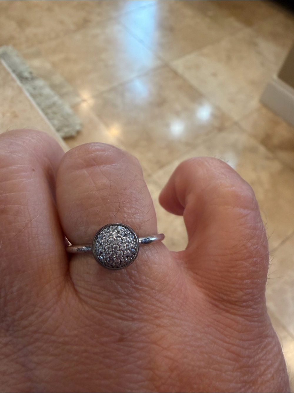 Sterling Silver Pavé Circle Ring in Silver